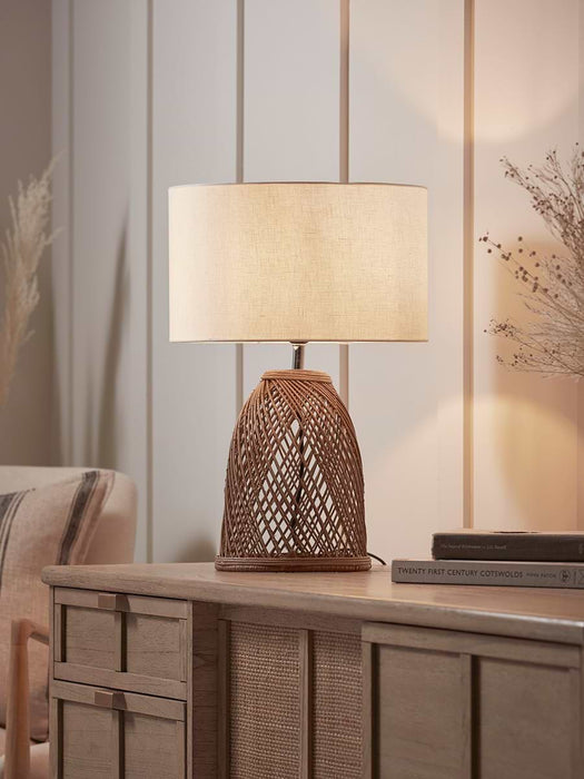 Round Rattan Dome Table lamp