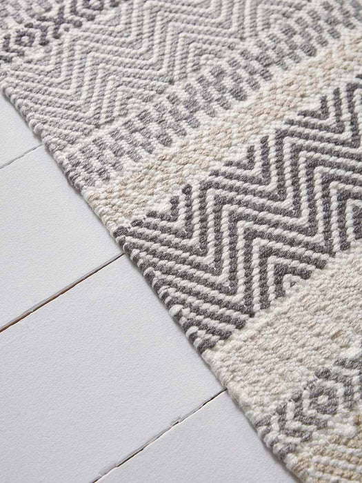 Grey Striped Geometric Rug