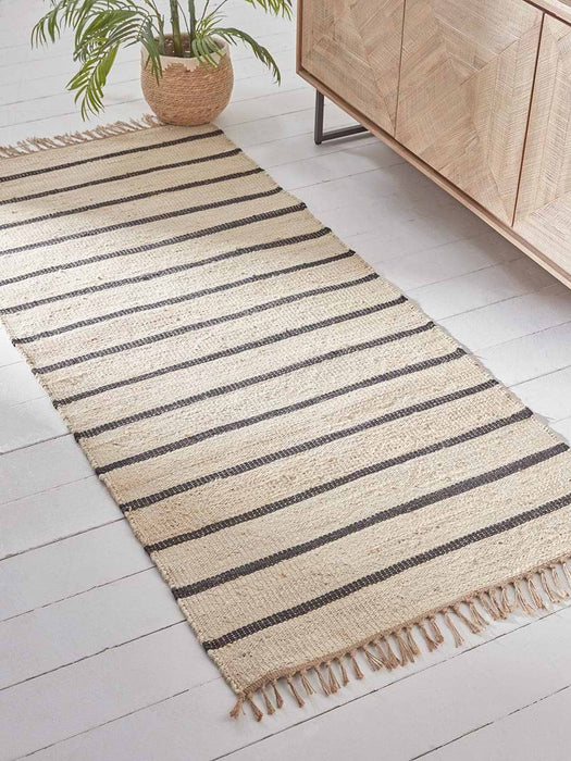 Jute & Black Striped Runner