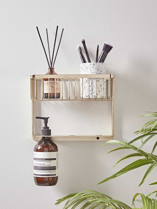 Iron Bathroom Shelf - Brass