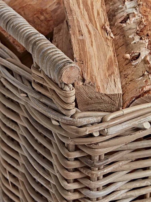 Rattan Log Basket Trolley