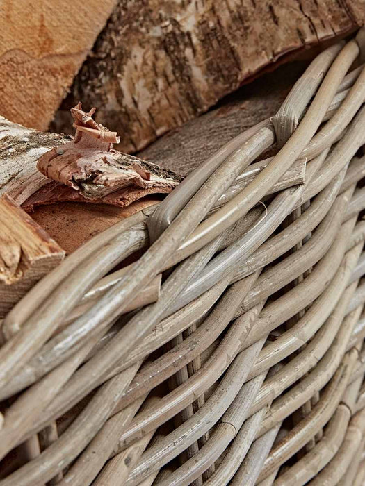 Rattan Log Basket Trolley