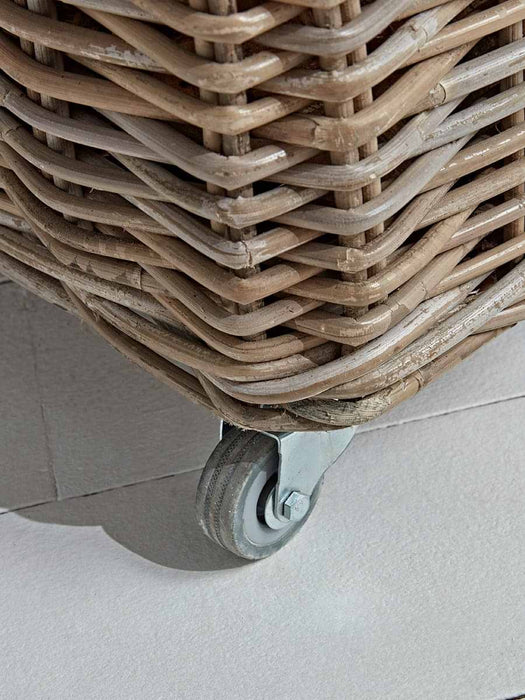 Rattan Log Basket Trolley