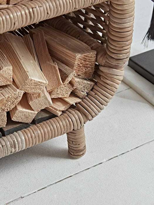 Tall Rattan Log & Kindling Trolley