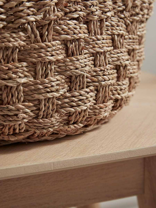 Three Woven Seagrass Storage Baskets