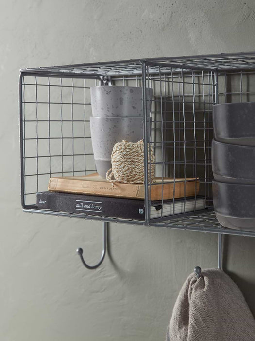 Wirework Shelf & Hooks
