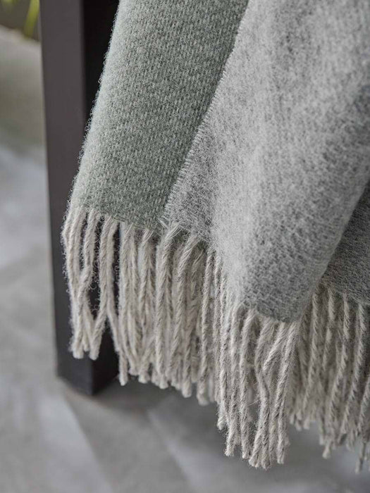 Soft Wool Reversible Throw - Sage & Grey