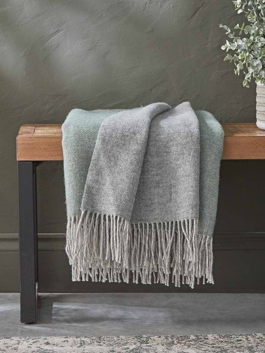 Soft Wool Reversible Throw - Sage & Grey