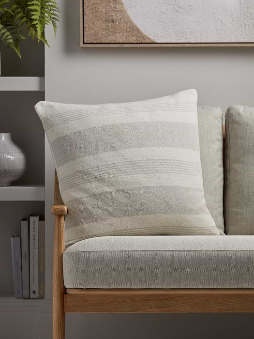Stripe Organic Cotton Square Cushion - Natural