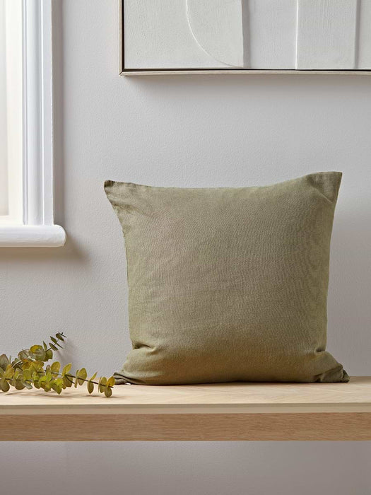Linen Square Cushion Cover - Olive