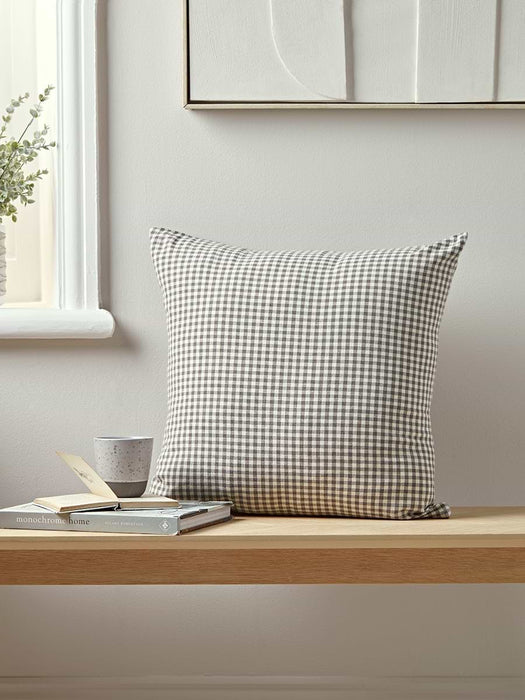 Grey & White Checked Cushion Cover