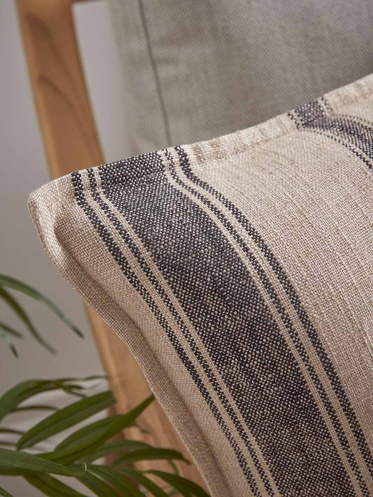 Black & Natural Striped Cushion Cover - Square