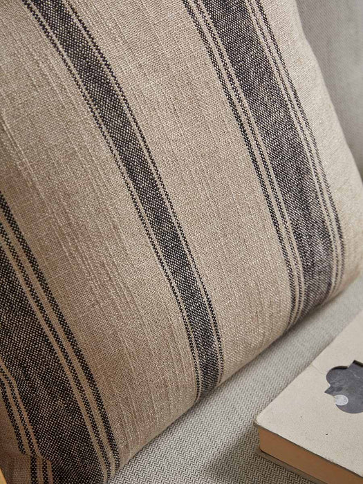 Black & Natural Striped Cushion Cover - Square