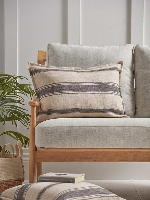 Black & Natural Striped Cushion Cover - Rectangle