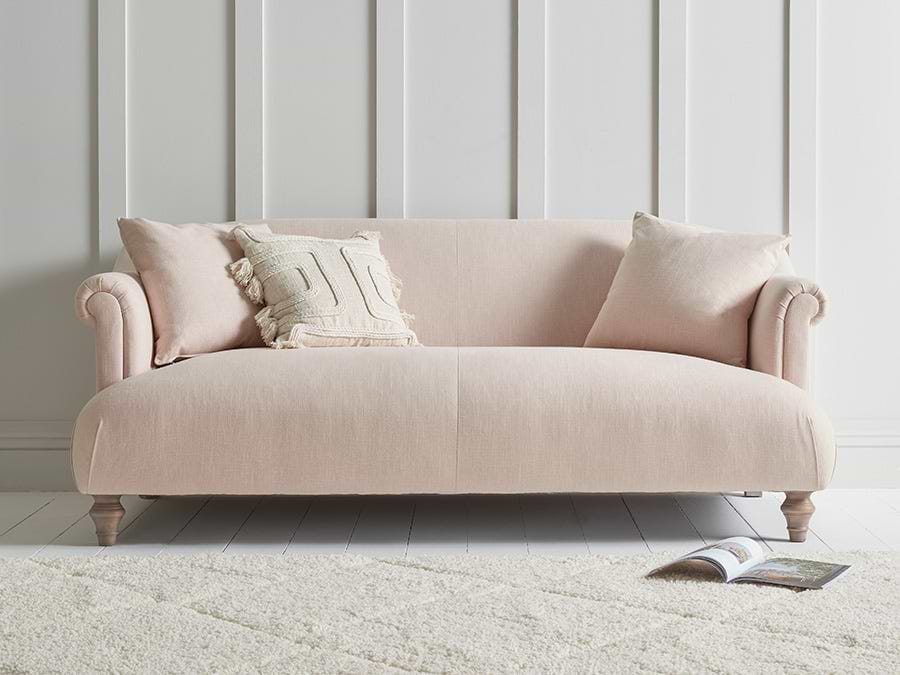 Artes Three Seater Sofa â€“ Soft Rose Cotton Linen