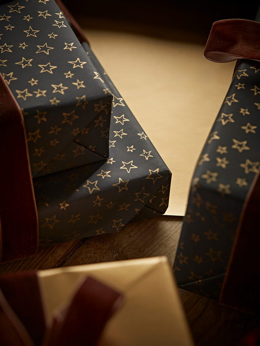 Gold & Star Luxury Reversible Wrapping Paper - 10m