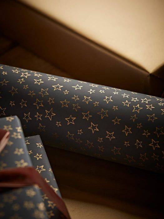 Gold & Star Luxury Reversible Wrapping Paper - 10m