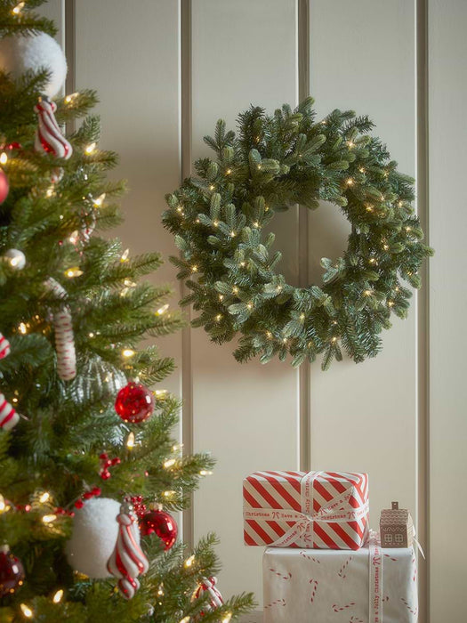 Young Pine Pre-Lit Wreath