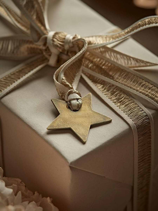 Six Distressed Metal Star Wrapping Charms
