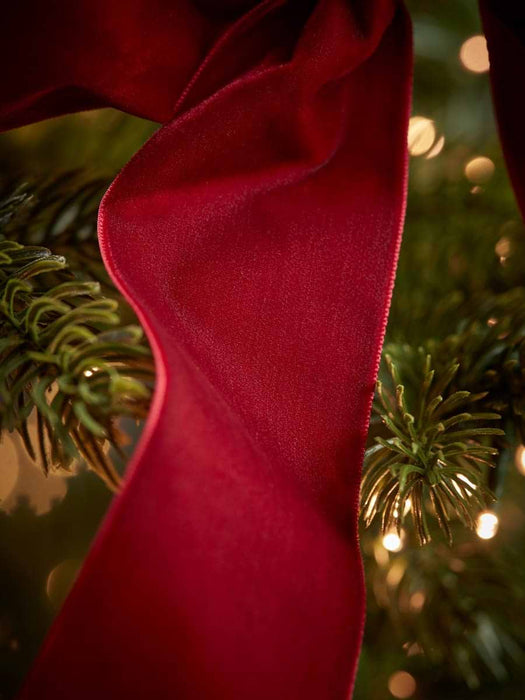 Four Oversized Opulent Velvet Tree Bows - Deep Red