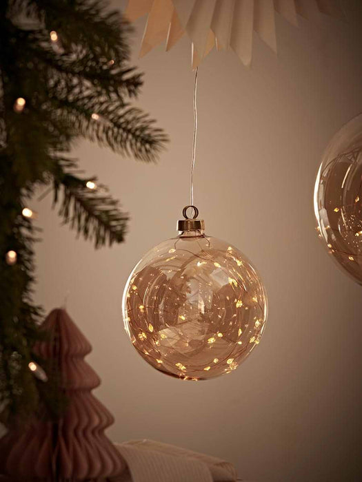 Oversized Light Up Glass Sphere - Amber - Small