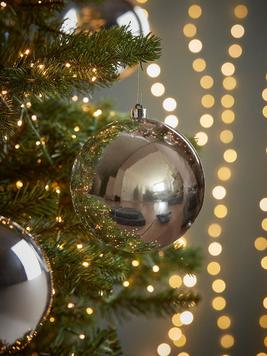 Three Oversized Shatterproof Baubles - Silver - 14cm