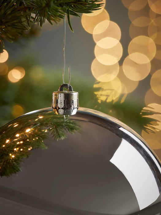 Three Oversized Shatterproof Baubles - Silver - 14cm