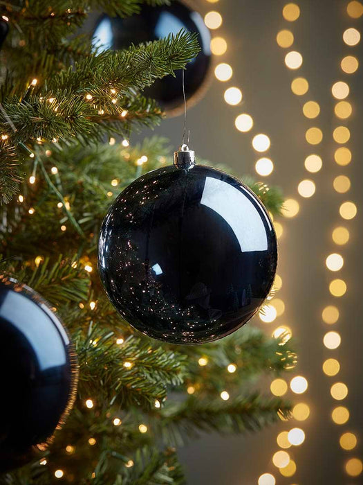 Three Oversized Shatterproof Baubles - Midnight - 20cm