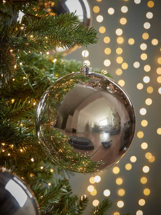 Three Oversized Shatterproof Baubles - Silver - 14cm