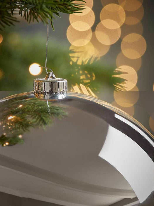 Three Oversized Shatterproof Baubles - Silver - 14cm