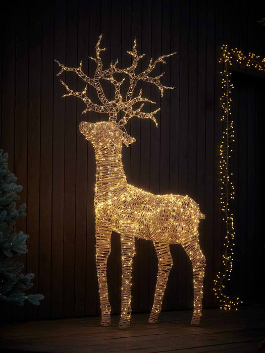 Blonde Faux Rattan Light Up Reindeer - Extra Large
