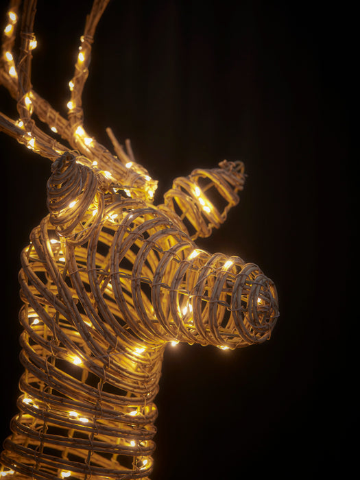 Blonde Faux Rattan Light Up Reindeer - Small