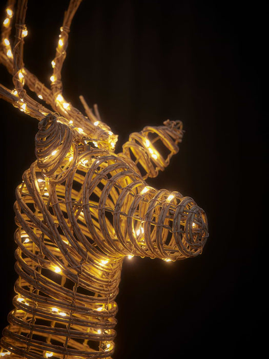 Blonde Faux Rattan Light Up Reindeer