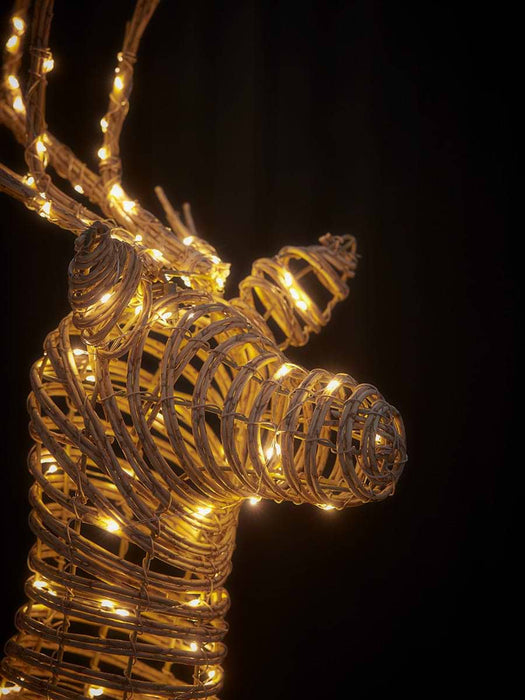 Blonde Faux Rattan Light Up Reindeer - Small