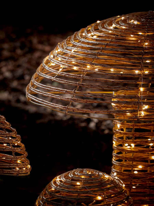 Blonde Faux Rattan Light Up Mushrooms