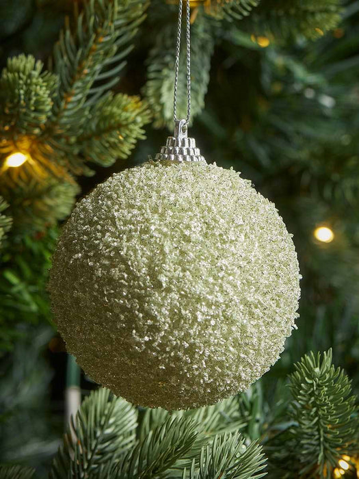 Twelve Glittered Shatterproof Baubles - Moss Mix