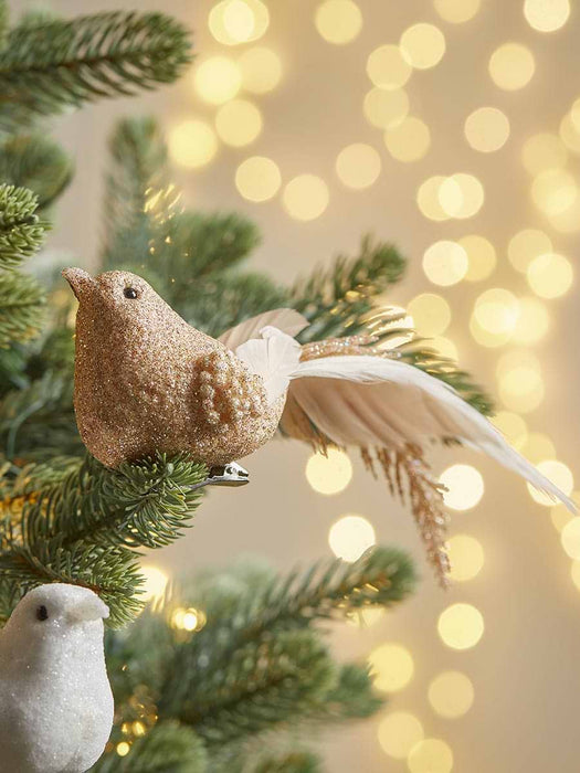 Four Glittered Bird Clips