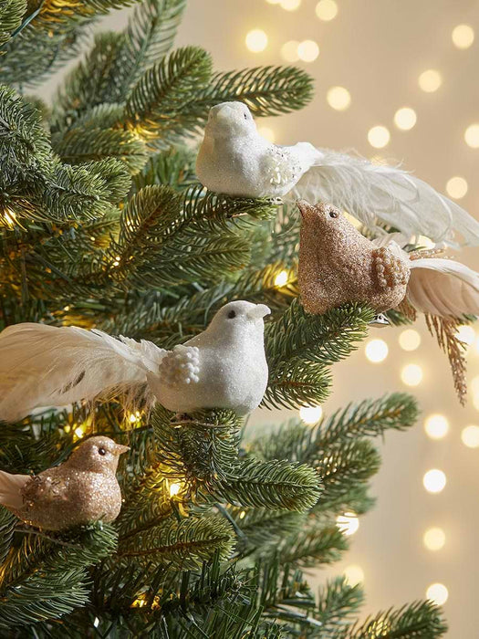 Four Glittered Bird Clips