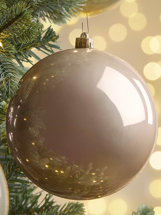 Three Oversized Shatterproof Baubles - Pearl - 14cm