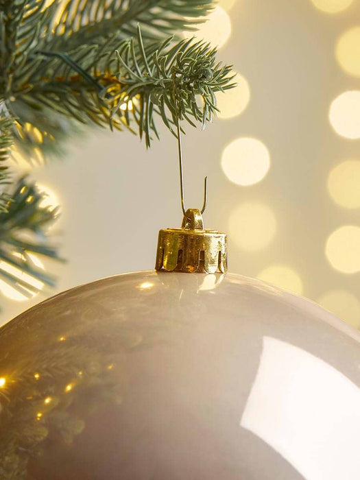 Three Oversized Shatterproof Baubles - Pearl - 14cm