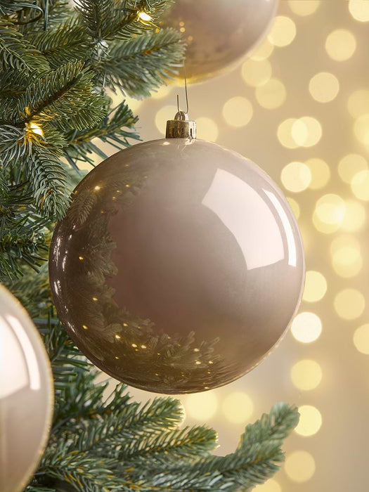 Three Oversized Shatterproof Baubles - Pearl - 14cm