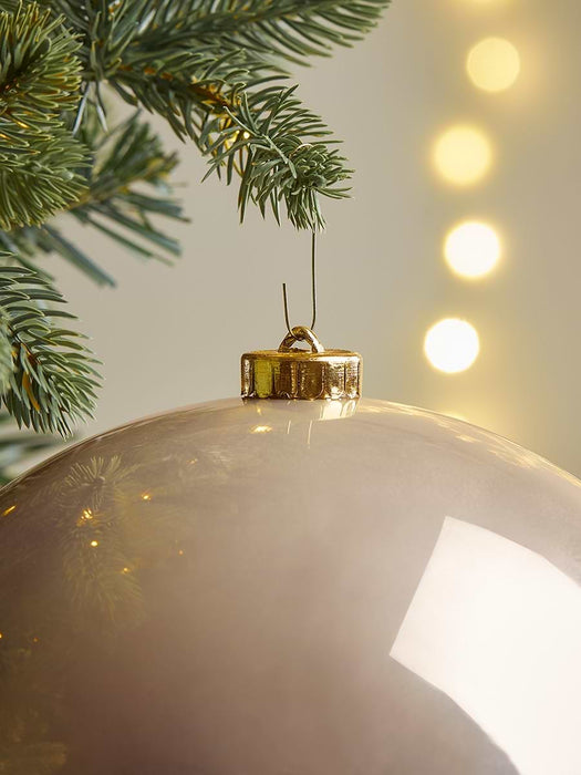Three Oversized Shatterproof Baubles - Pearl - 14cm