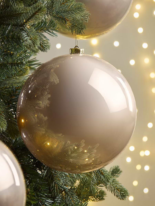 Three Oversized Shatterproof Baubles - Pearl - 14cm