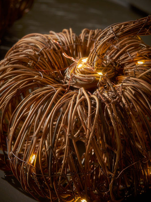 Faux Rattan Light Up Pumpkin - Small