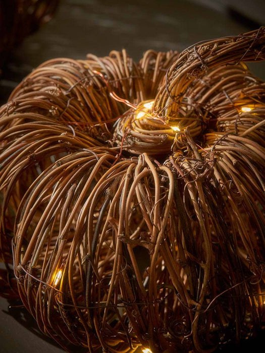 Faux Rattan Light Up Pumpkin - Large