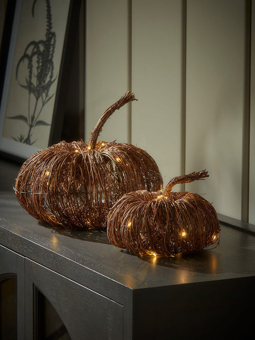 Faux Rattan Light Up Pumpkin - Large
