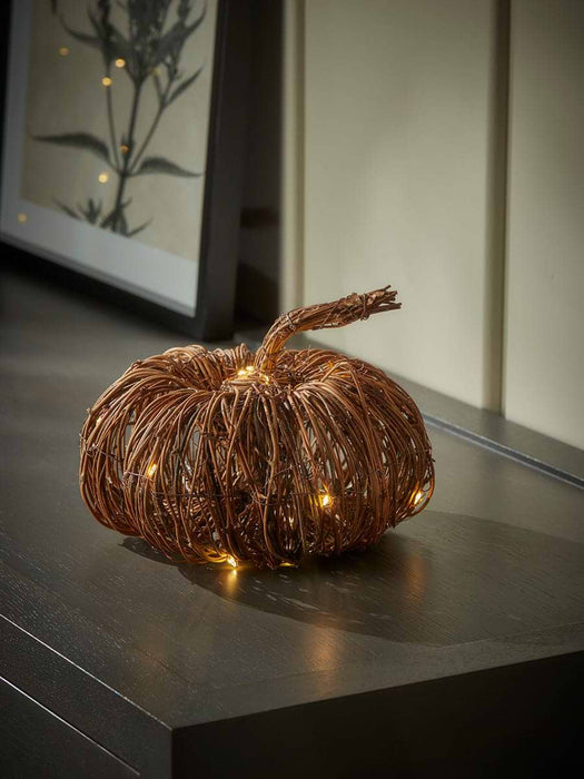 Faux Rattan Light Up Pumpkin - Small