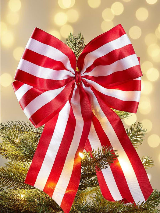 Supersized Candy Striped Bow Tree Topper
