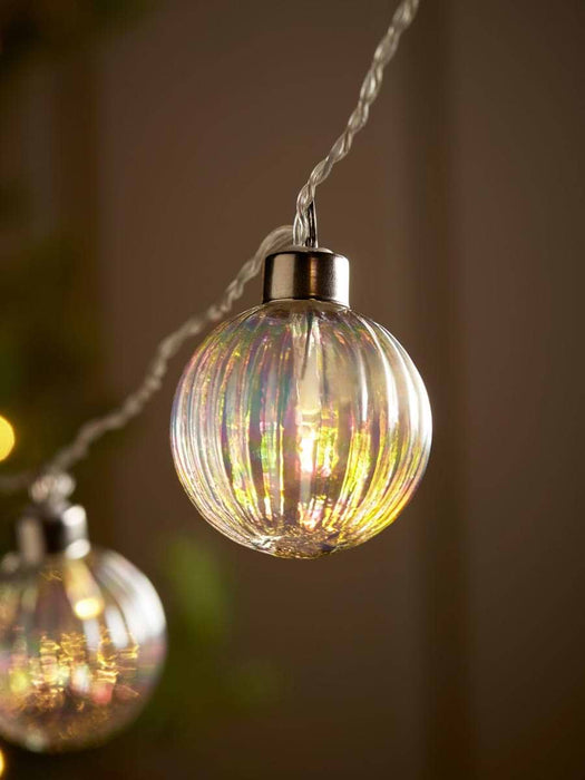 Iridescent Fluted Glass Bauble String Lights