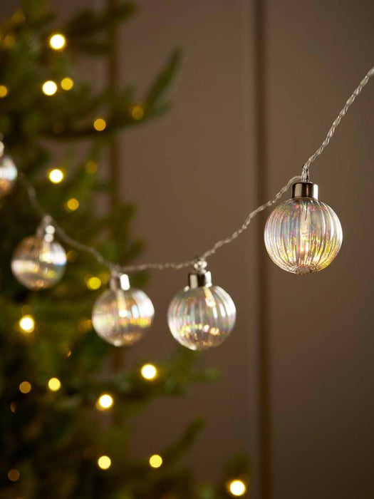 Iridescent Fluted Glass Bauble String Lights
